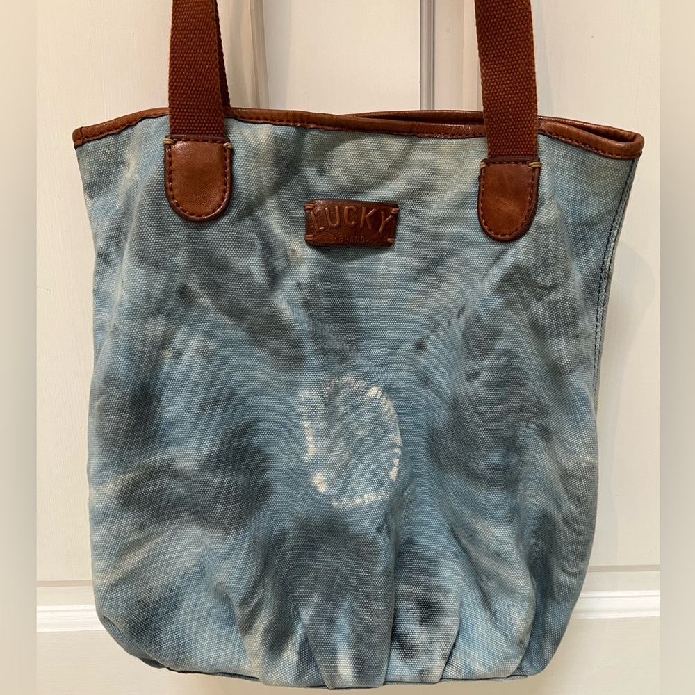 Lucky Brand Tie Dye Leather & Canvas Tote Bag